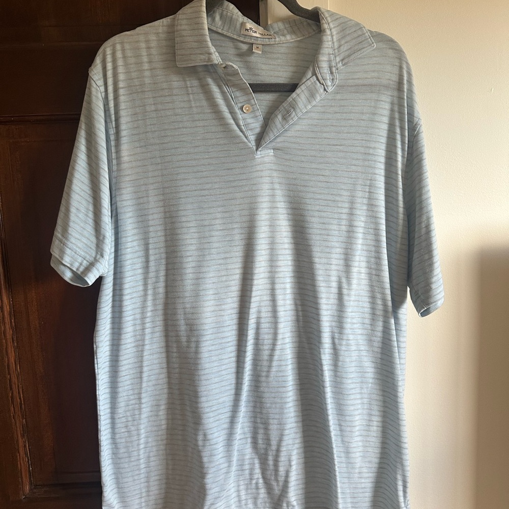 Peter Millar Blue Polo Shirt with Breathable Fabric
